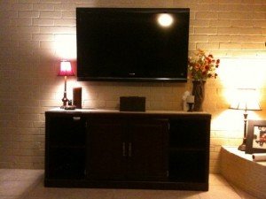 Media Room Design with Speakers and Projector in Friendswood